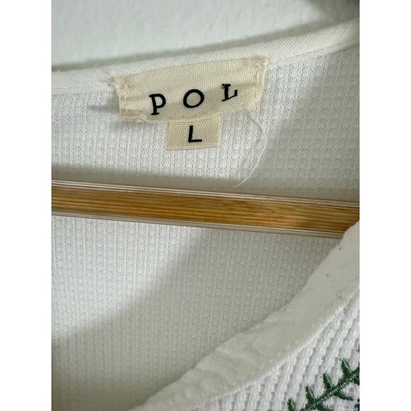 POL Ivory Embroidered Mini Dress Size L Boho Tassel Tie Balloon Sleeve - Picture 12 of 13